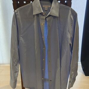 Banana Republic Men's Blue & Gray Check Dress Shirt - Size M